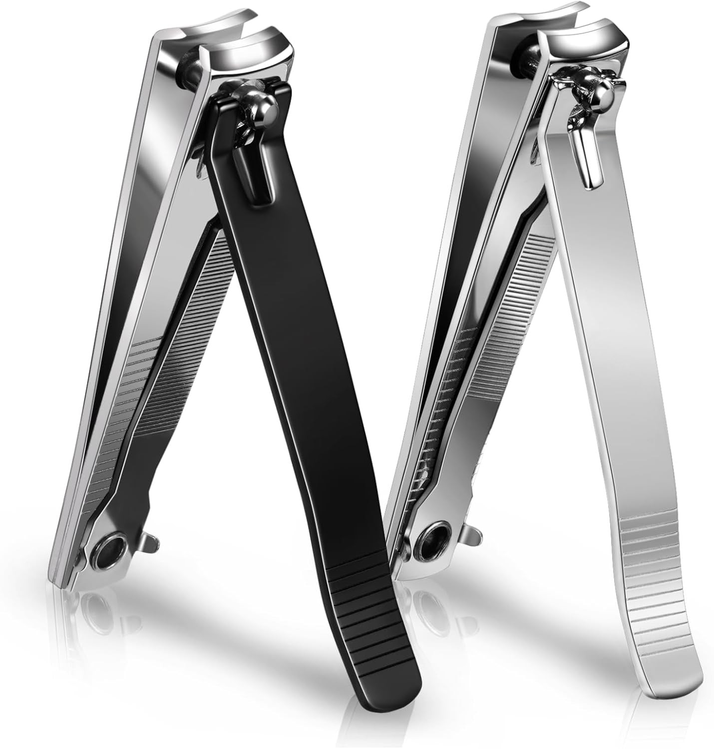 Large Nail Clippers 2-Pack, Sharp Stainless Steel Fingernail & Toenail Trimmers
