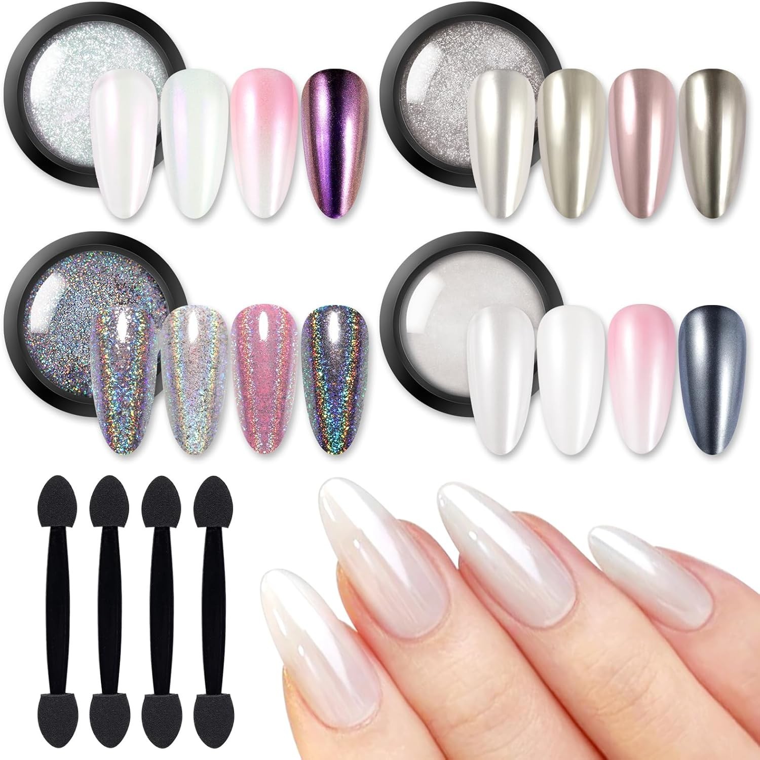 Mirror Chrome Nail Powder Set 12 Colors Metallic Mirror Effect Nail Powder Ho…