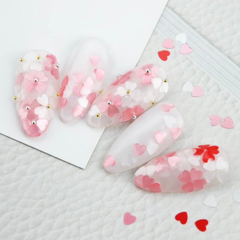 6 Grids Multi-Color LOVE Heart Nail Art Laser Sequins Glitter Flakes DIY Decor