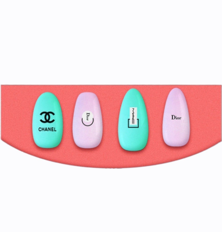 NWT NAIL ART DESIGN SELF-SEAL STICKERS SOLID WHITE & BLACK VARIOUS LOGOS!