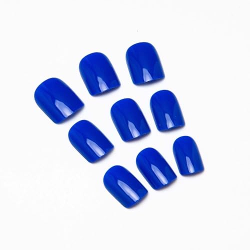 Square Fake Nails – Blue Press on Nails – 4th of July – Short Style-12