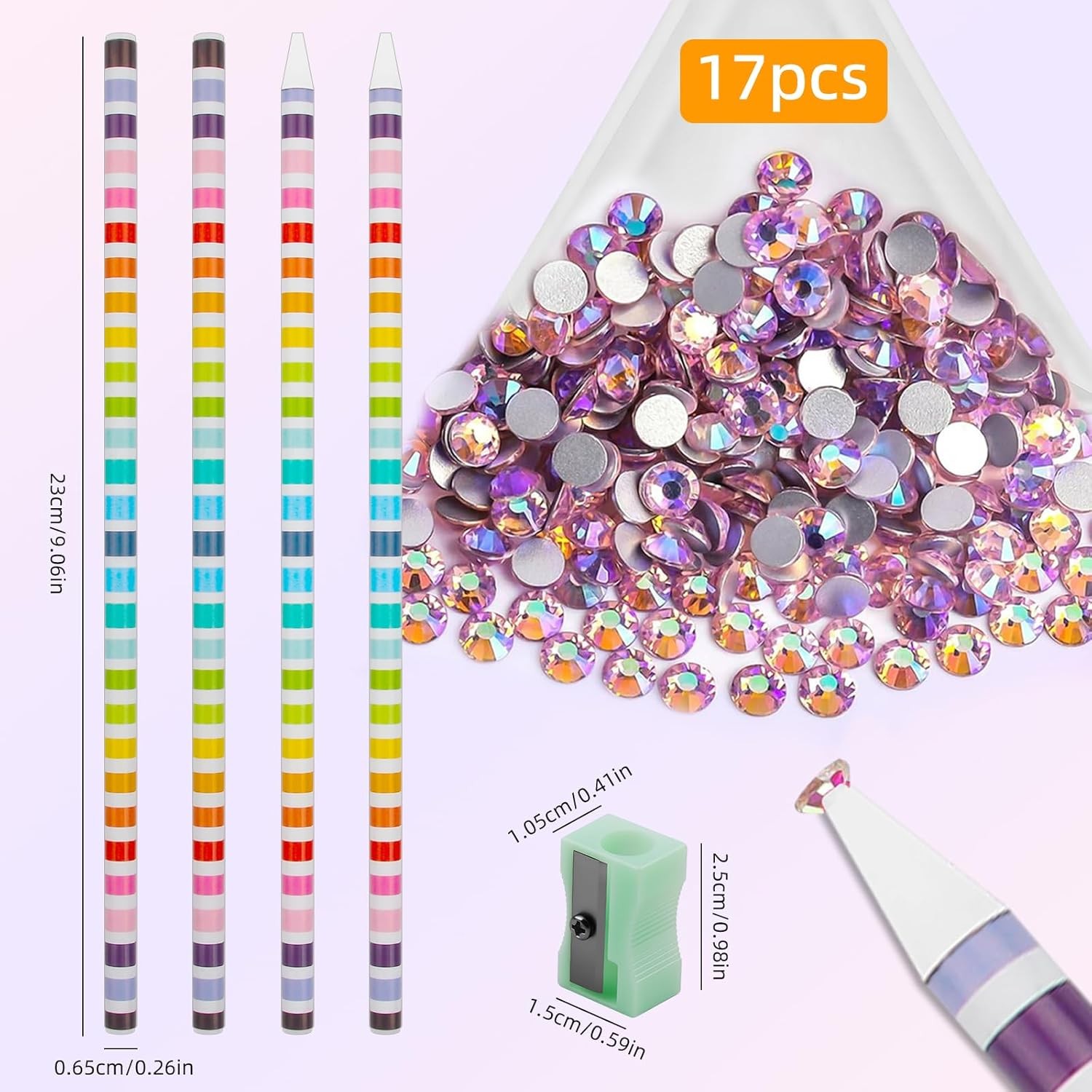 17-Pcs Rhinestone Picker Wax Pencils Set with Trays & Sharpener for Diamond Art