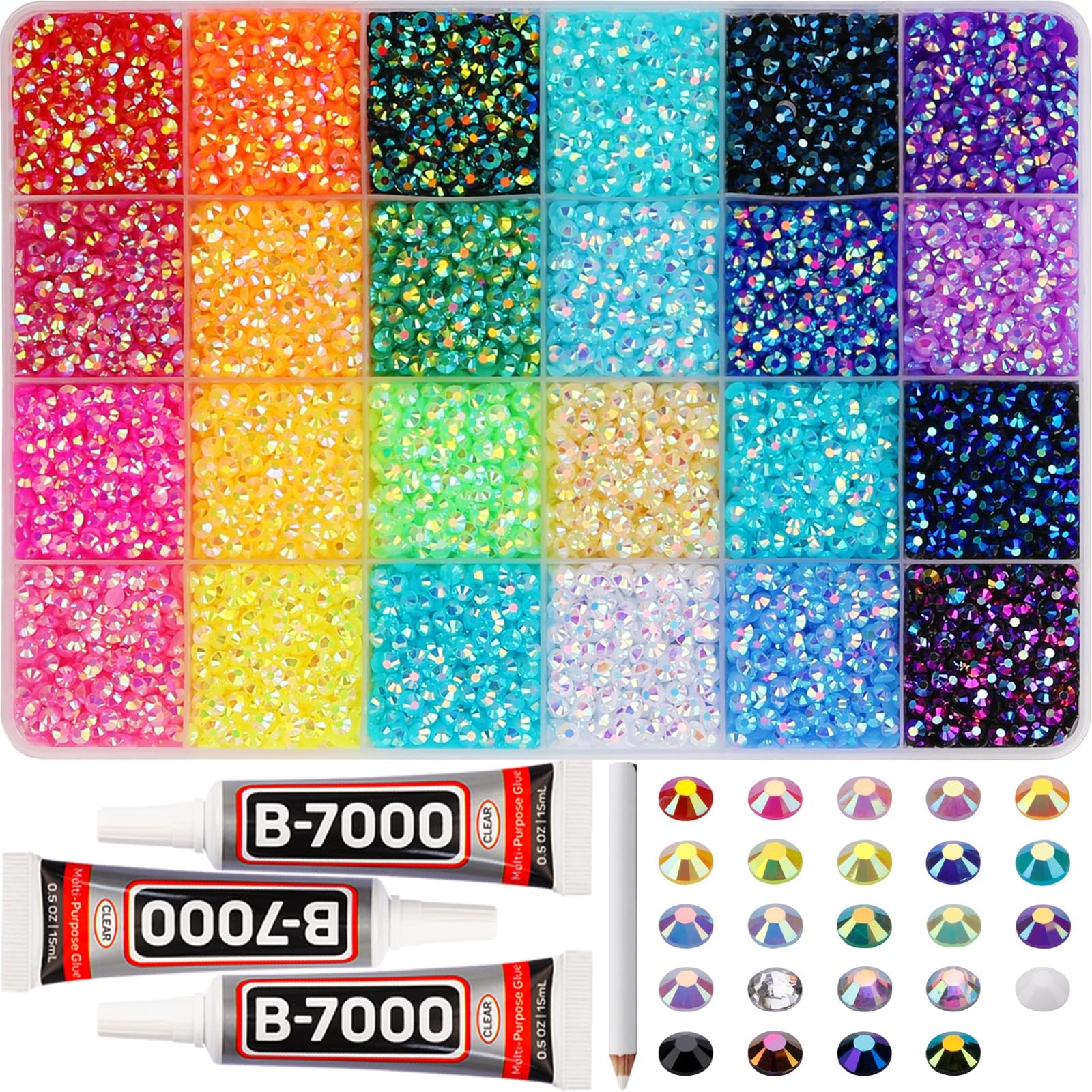 17000Pcs Resin Rhinestones for Bedazzling Crafting, 4mm Jelly Multicolor Beda…