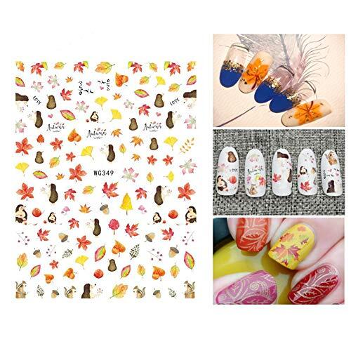 3D Thanksgiving Nail Art Stickers 6 Sheets Autumn Fall Nail Art Accessories C