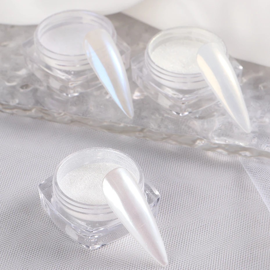White Pearl Chrome Nail Powder Glitter Art Powder Dust Glimmer Hot Nails Premium