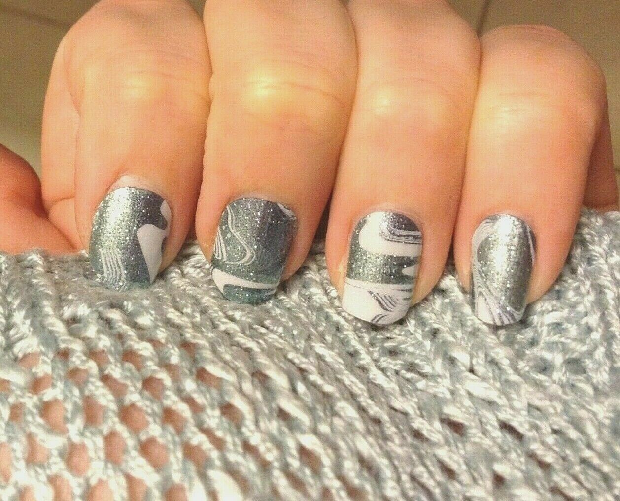 Jamberry Nail Wraps ~ HALF SHEET ~ SEA GLASS Unicorn Marbled Summer Sparkle