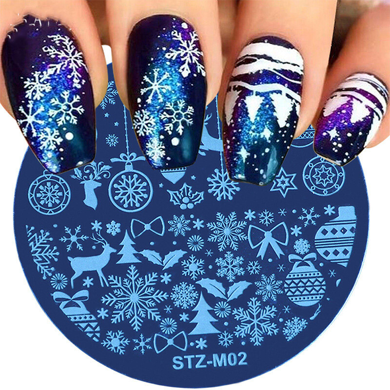 Reusable Nail Art Stamping Plates Flower Nail Stencils Template Gels Polish DIY⊥