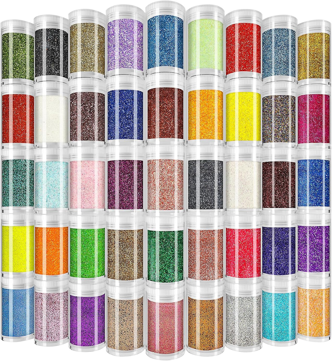 Ultra Fine Glitter for Nails, Set of 45 Colors, Extra Fine Resin Glitter