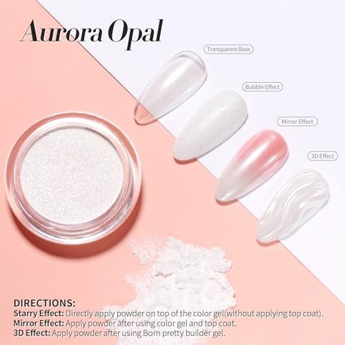 White Pearl Chrome Nail Powder Iridescent Mermaid Pigment for Acrylic Gel Nail