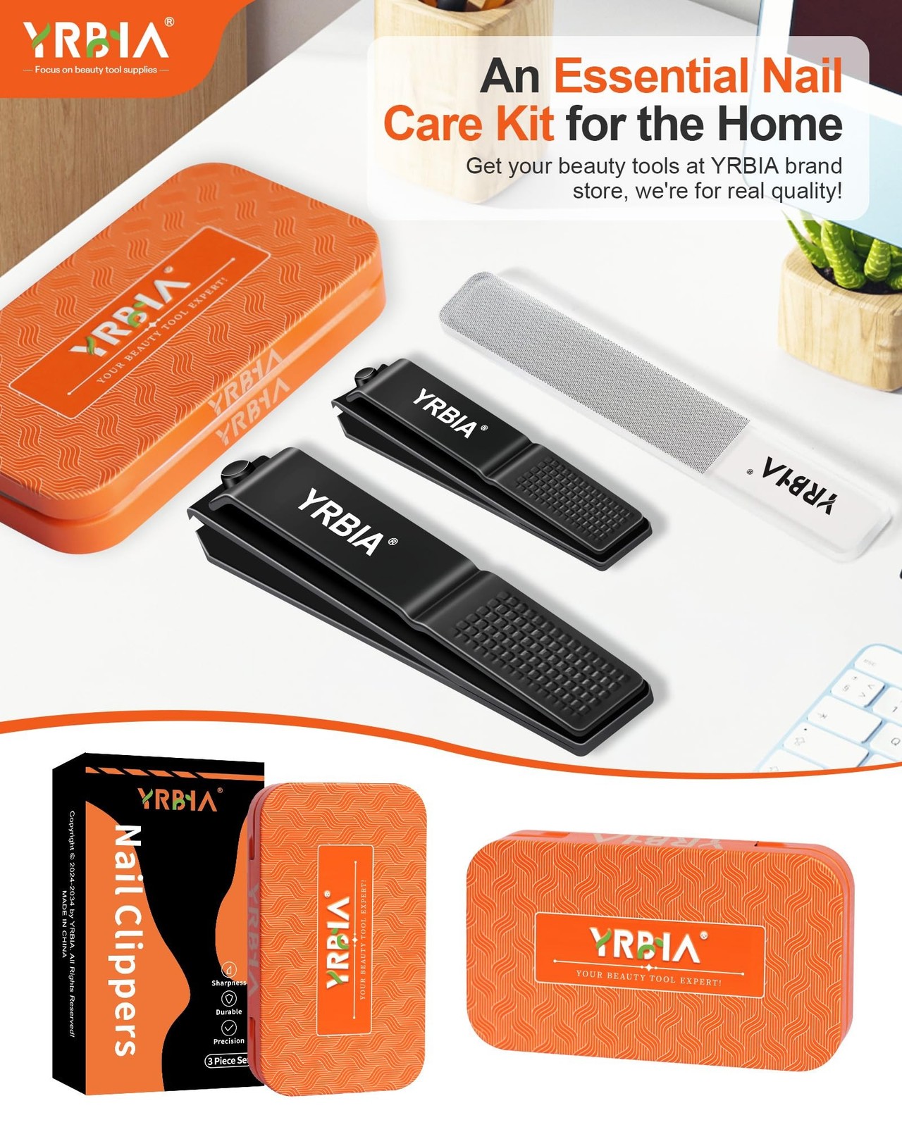 Nail Clippers with Glass Nail File, YRBIA Ultra Sharp Nail Clipper Set, Profe…