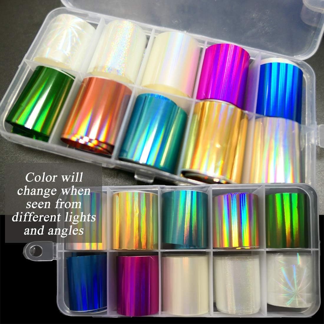 Silver Holographic Nail Foil Stickers 30 Designs 3 Pack Nail Art Transfer Tape