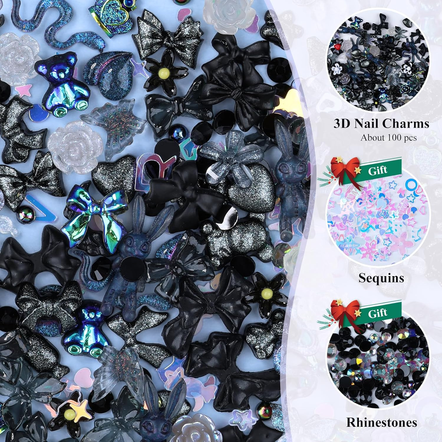 100 Pieces 3D Resin Butterfly Bear Nail Charms Rose Flower Peach Skirt Bow Deer