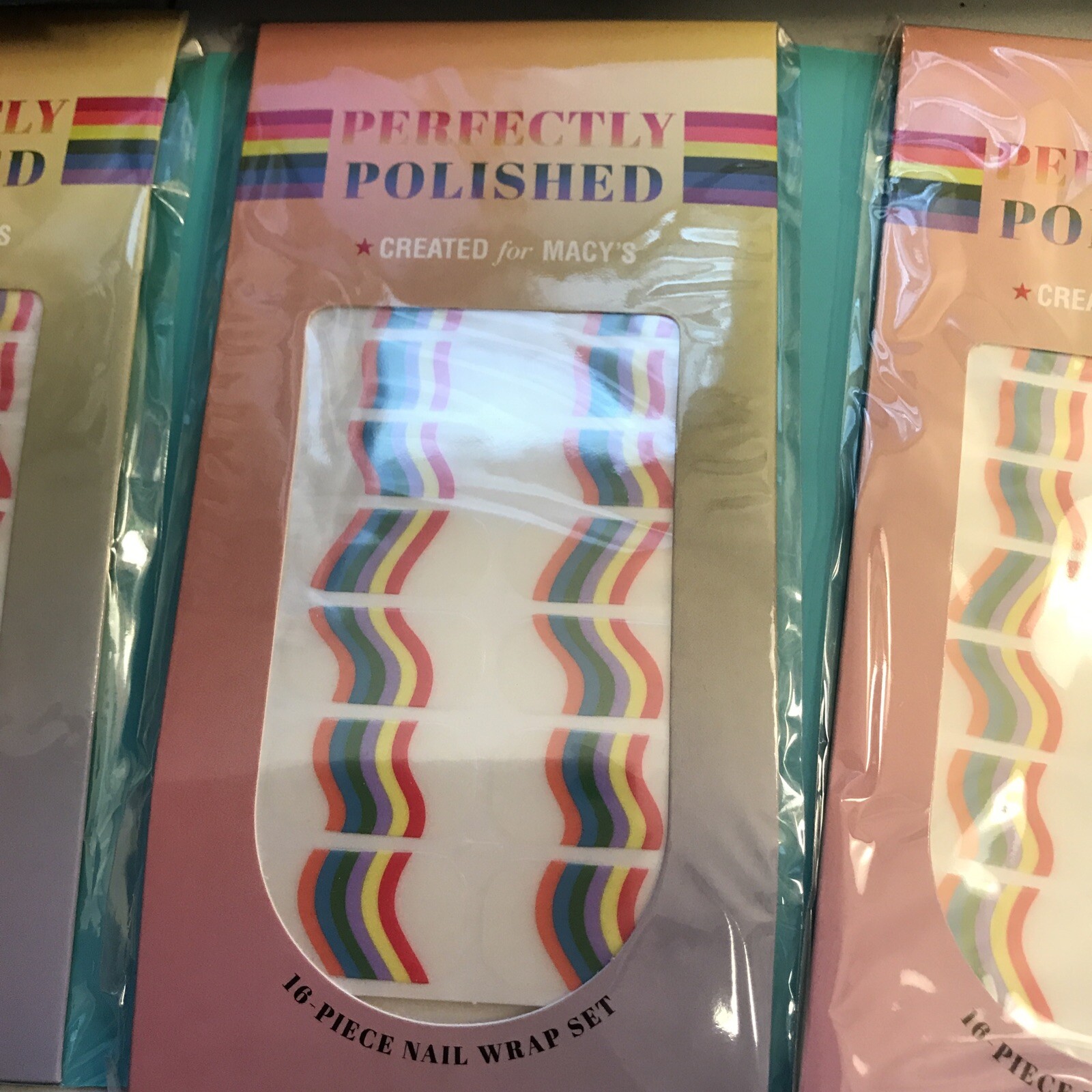 5 Pc PERFECTLY POLISHED Created for Macys 16 pcs RAINBOW Nail Wrap Set NEW