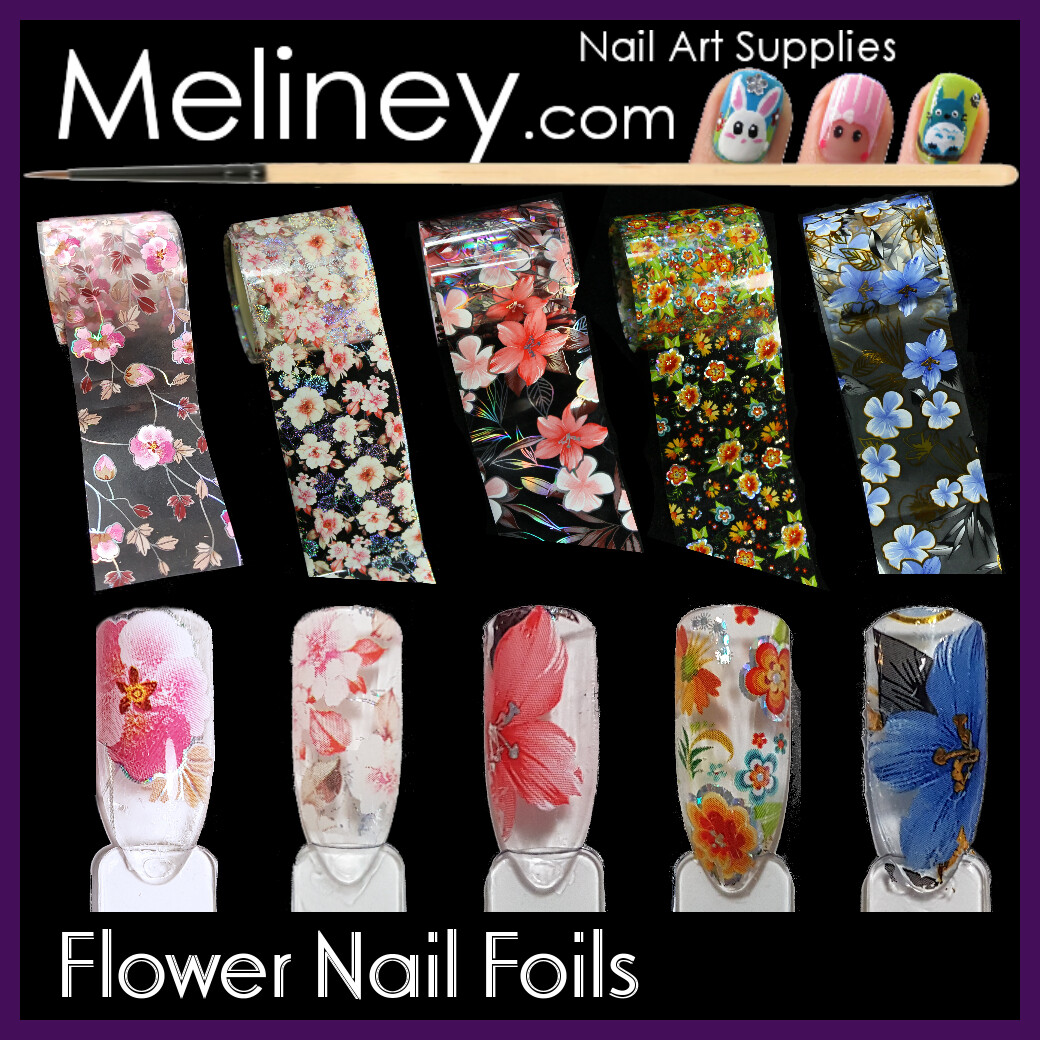Flower Nail Art Transfer Foils Holographic Floral Transparent set sticker Nails