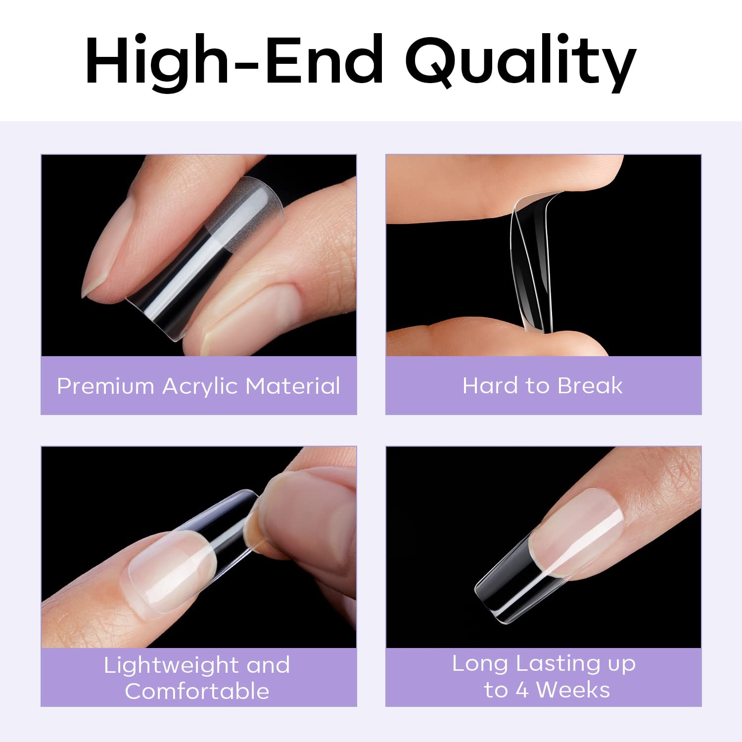 Medium Square Nail Tips – 510Pcs Fake Nails Gel Tips Pre-shaped Half Matte Fu…