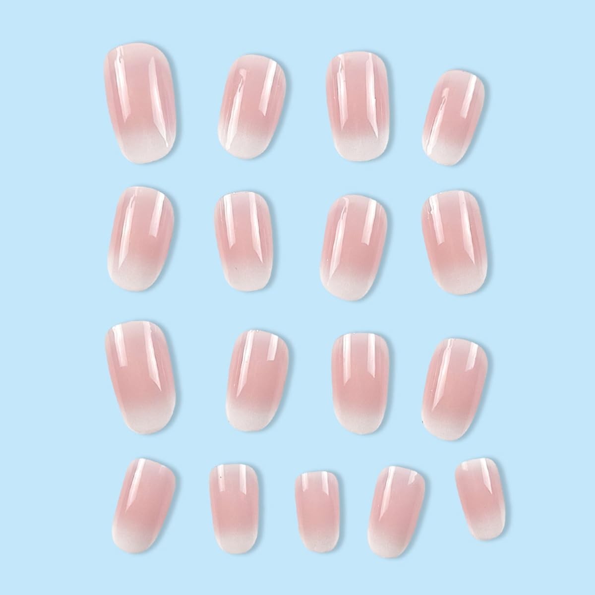 Gradient Press on Nails Medium Nude Pink Fake Nails Complete Set of Acrylic N…