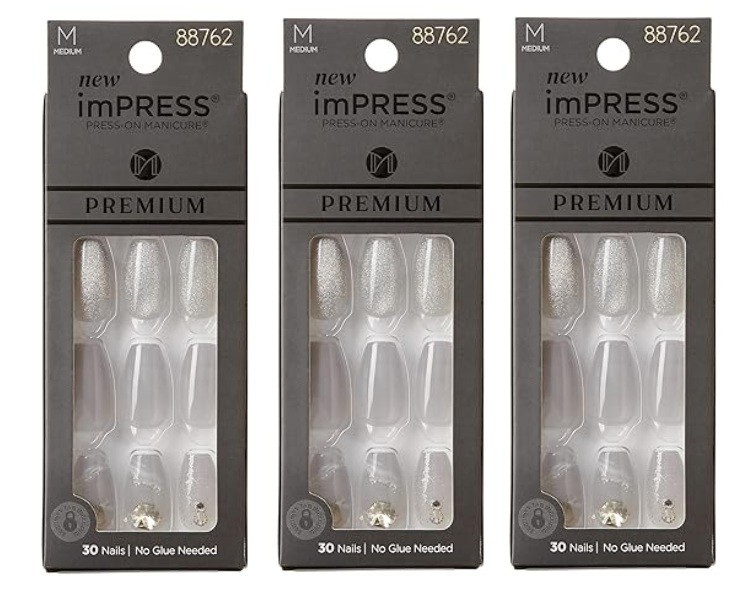 (Pack 3) KISS imPRESS Press On Nails Medium Premium Legacy Gray 88762
