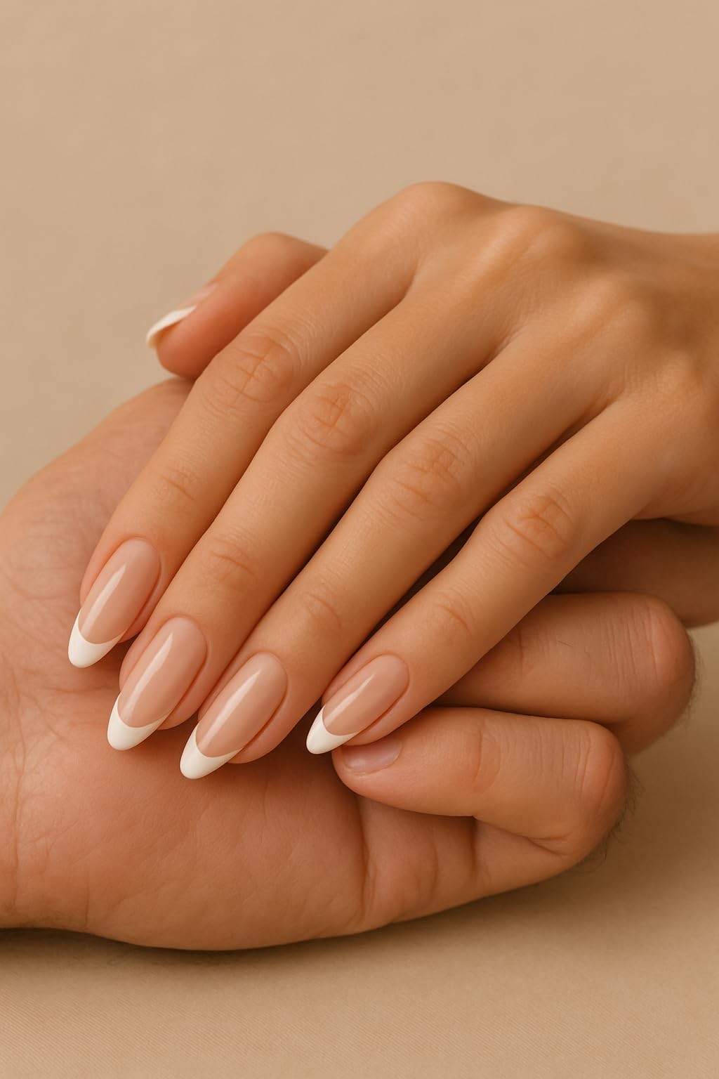 French Tip Press-On Nails, False Nails, Fake Nails, Natural, Semi-Transparent…