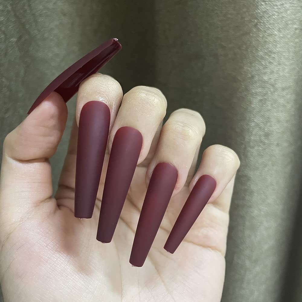 XXL Extra Long Press on Nails Coffin Matte Fake Nails Full Cover Acrylic Fals…