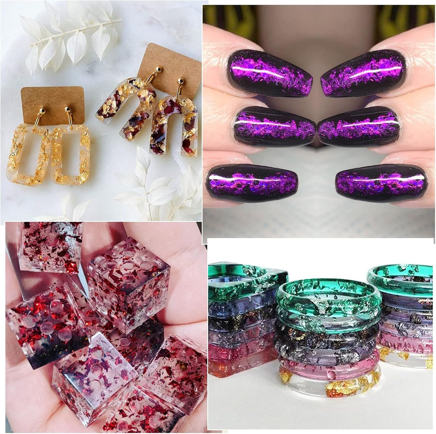 Gold Foil Flakes – 24 Color Metallic Gilding Flakes for Resin, Nails, Painting