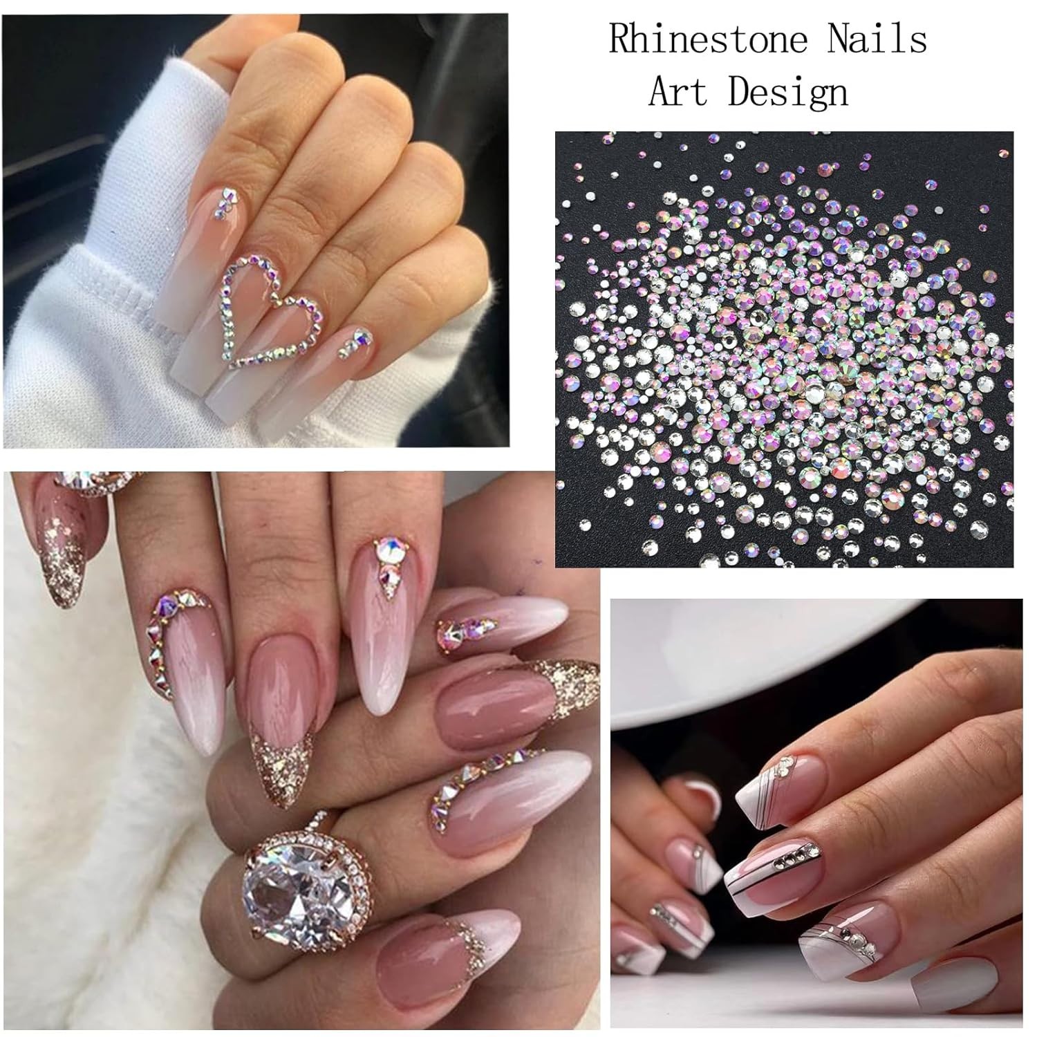 4 Boxes Flatback Rhinestones and Pearls Nail Charms for Acrylics – Crystals, …