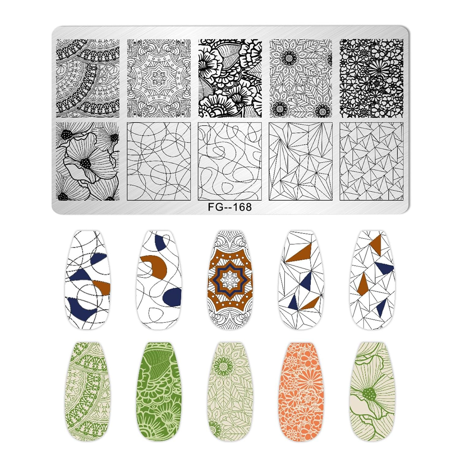 Nail Stamper Kit 7Pcs Nail Stamping Plates Geometric Mandala Flower Nail Stencil