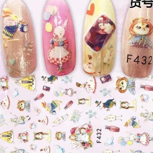 Alice in wonderland nail art stickers