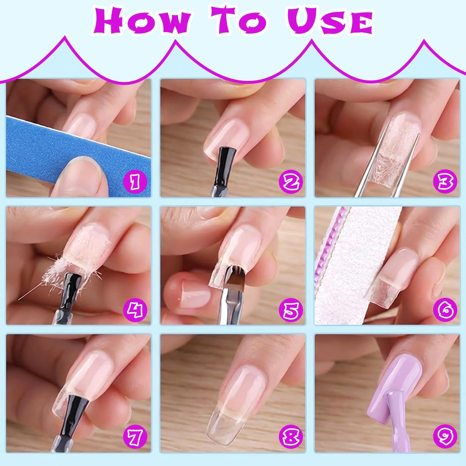 Fiberglass Nail Wrap Extension Kit – 51 Pcs Silk Clear