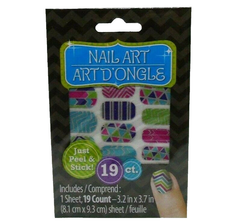 Nail Wraps Stickers Strips At Home Manicure Kit Glitter Stripes Geometric Print