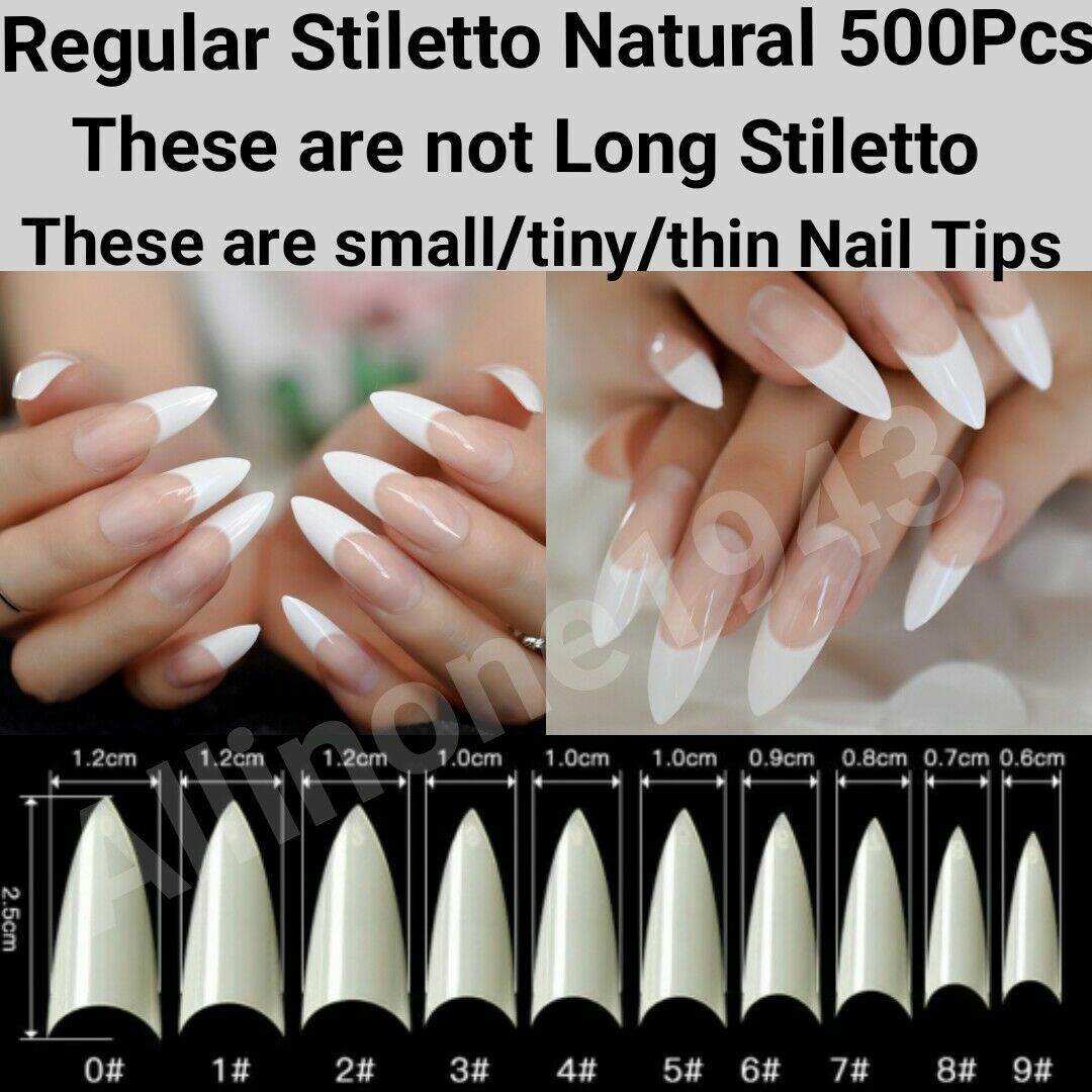 500Pc Stiletto Half Cover Fake False Nail Tips Regular salon Pointed Artificial