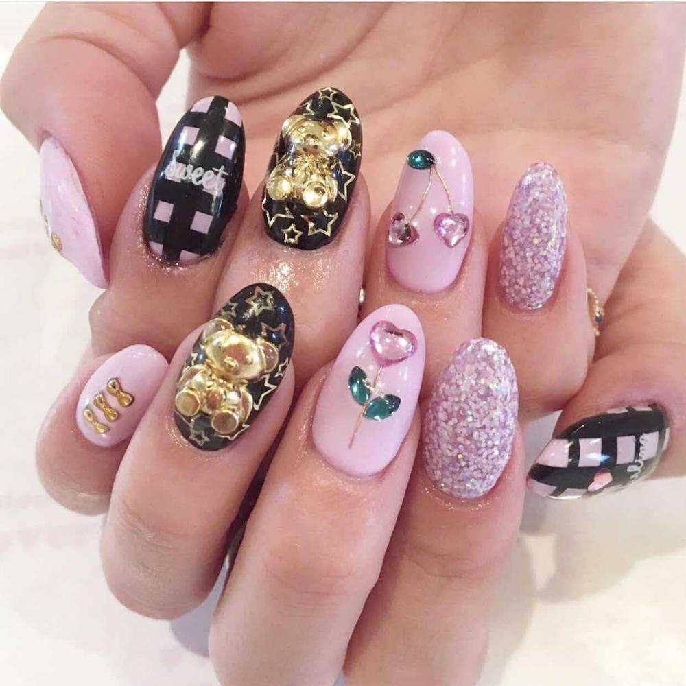 20pcs New 3D Nail Art Gold/Silver/Grey Bear Metal Alloy Cute Charms Decorations