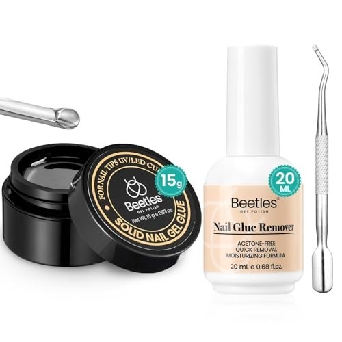 Solid Nail Glue Gel & Remover Set 20ml – Press On & Acrylic Nails, UV Light Cure
