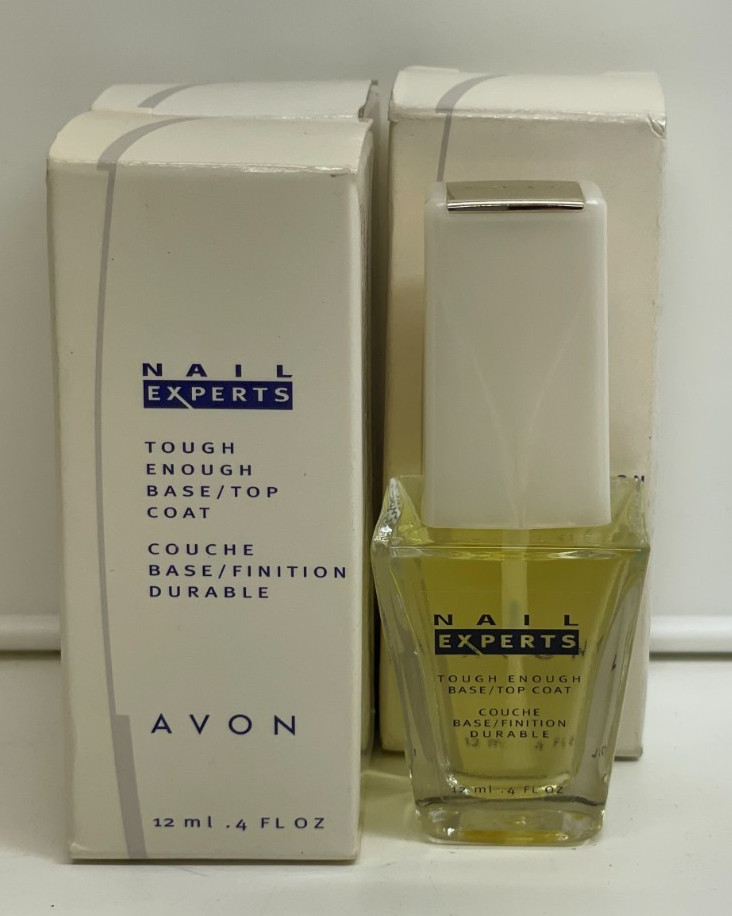 AVON Nail Experts Tough Enough Top/ Base Coat 4 Fl. OZ New In Box lot of 3 NOS