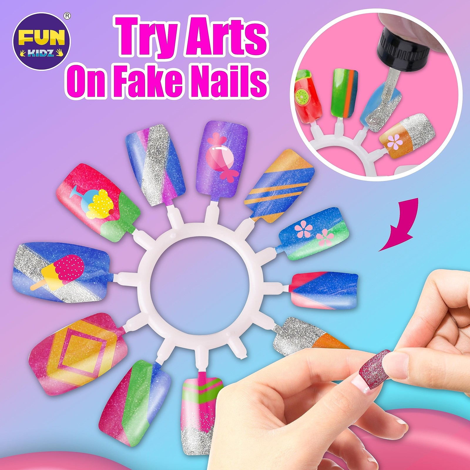 Kid Nail Art Kit for Girls, FunKidz Nail Studio Kits Size 17.91Wx12.4L with P…