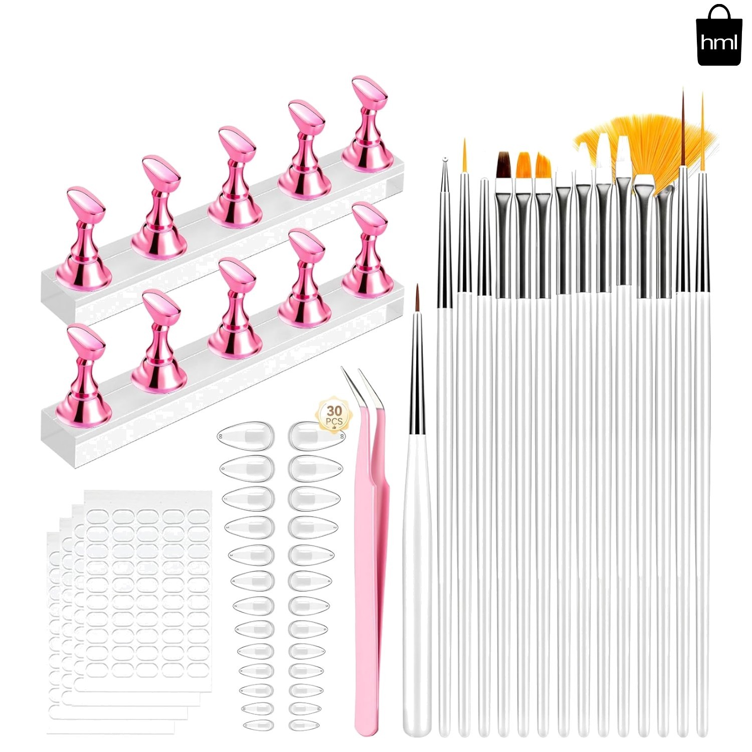 Nail Art Made Easy: Complete Nail Kit with 30 Almond Tips & Magnetic Stands