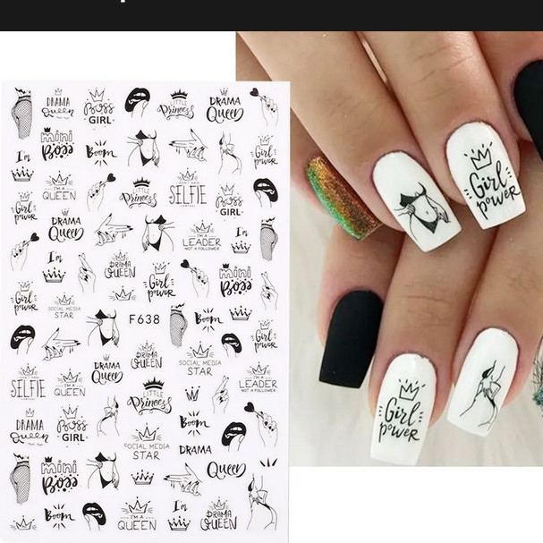 christmas Nail Art Stickers Self-adhesive Flower Leave, Lines, Geometry, Unicorn