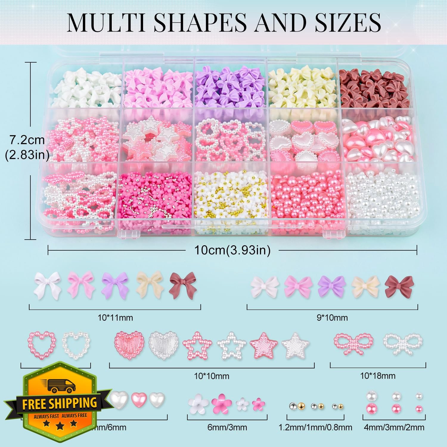 3D Nail Charms Coquette Set Pearl Heart Flower Bows