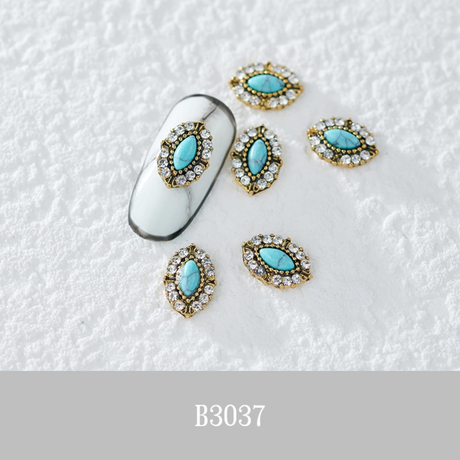 50PCS Western Nails Turquoise Nail Charms 3D Nail Art Supplies Nail Nail Deco…