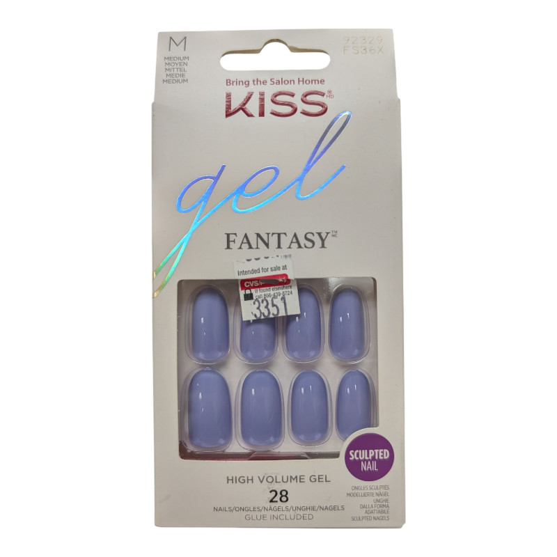 Kiss Gel Fantasy 3pc Bundle Pink/Purple – Medium Length, Round – Ships Free