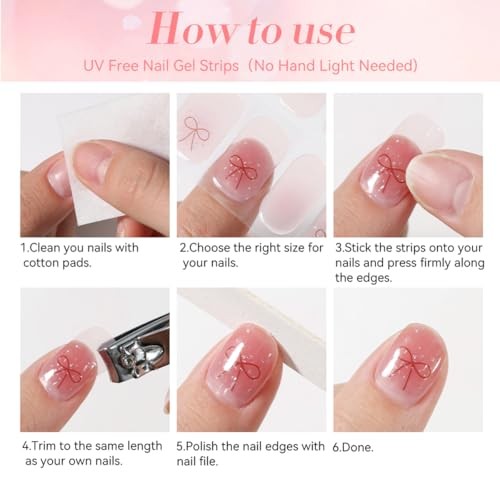 Spring Gel Nail Strips Stickers 6 Sheets Flowers Flowers Gel Nail Stickers-4