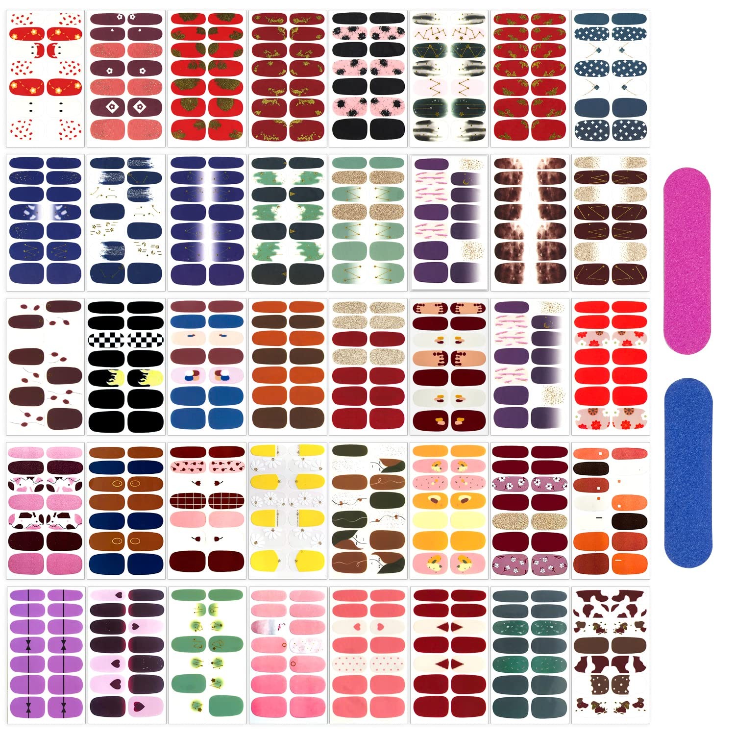 560 Pieces 40 Sheets Vibrant Color Full Nail Wraps Nail Polish Stickers Self-…