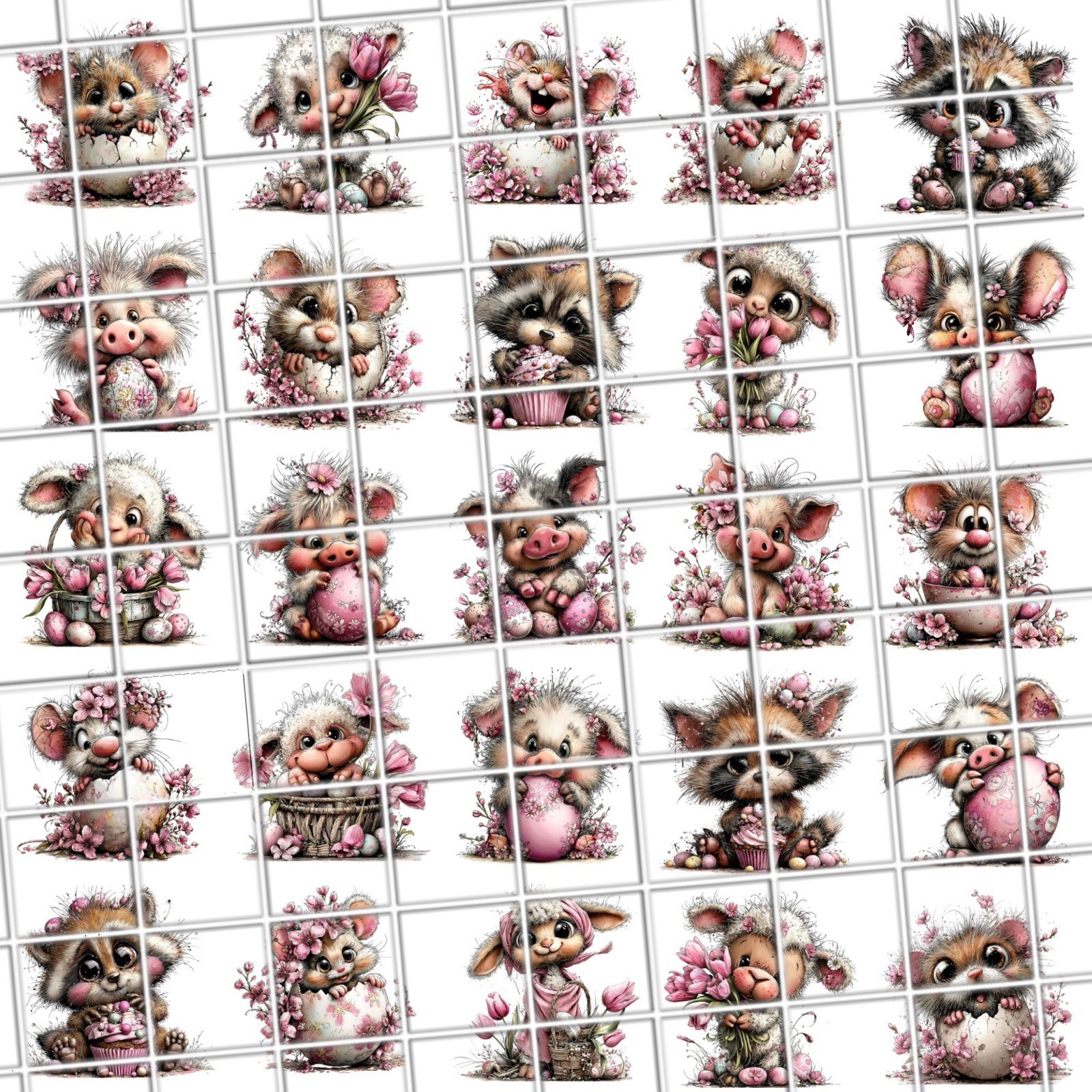 Easter Tulip Animals Waterslide Finger Nail Decals Set Of 50 Ins Bonus Inc.