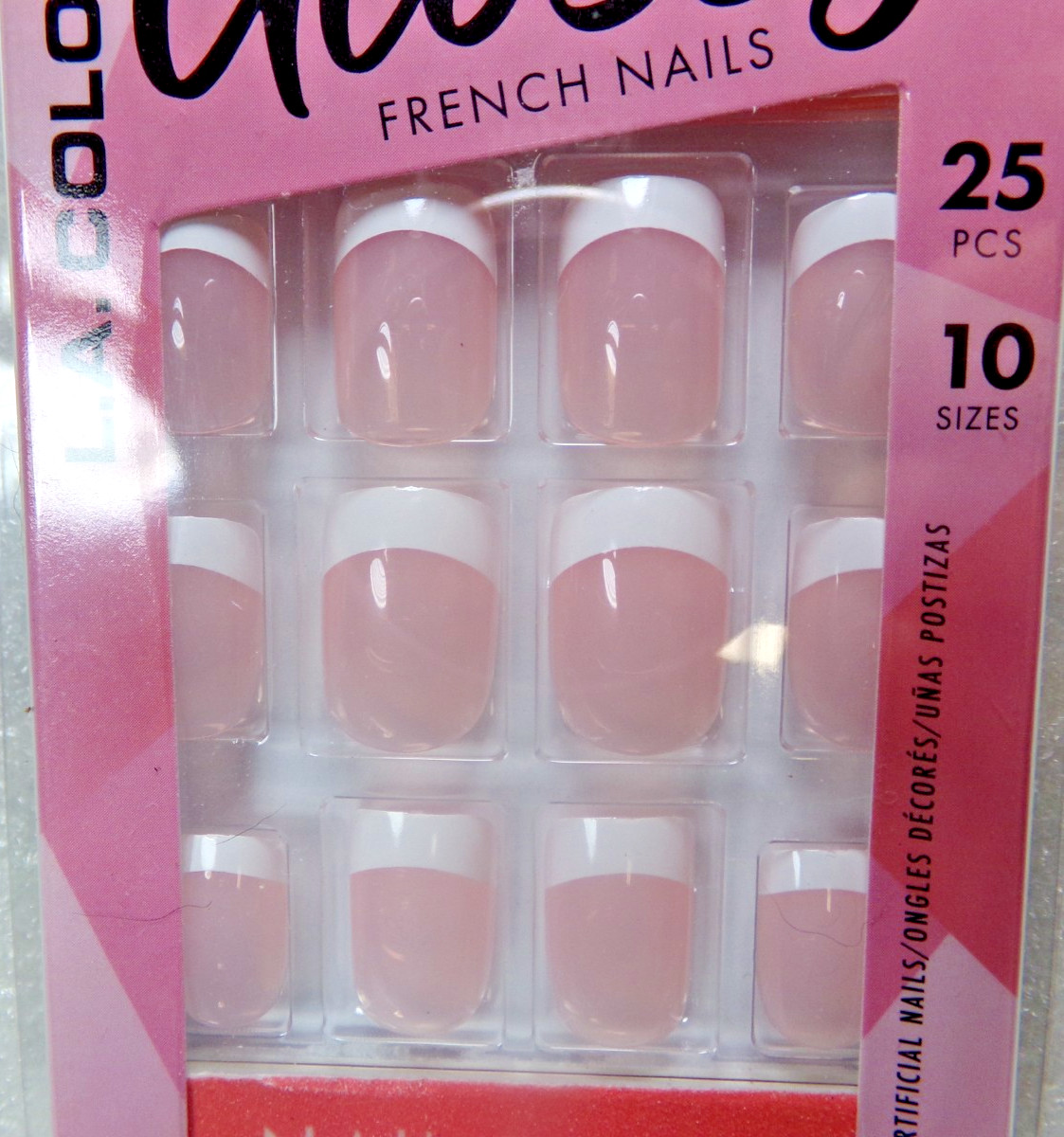 LA Colors Glossy Nails, Perfect Pink French GLUE-On Active Short Length