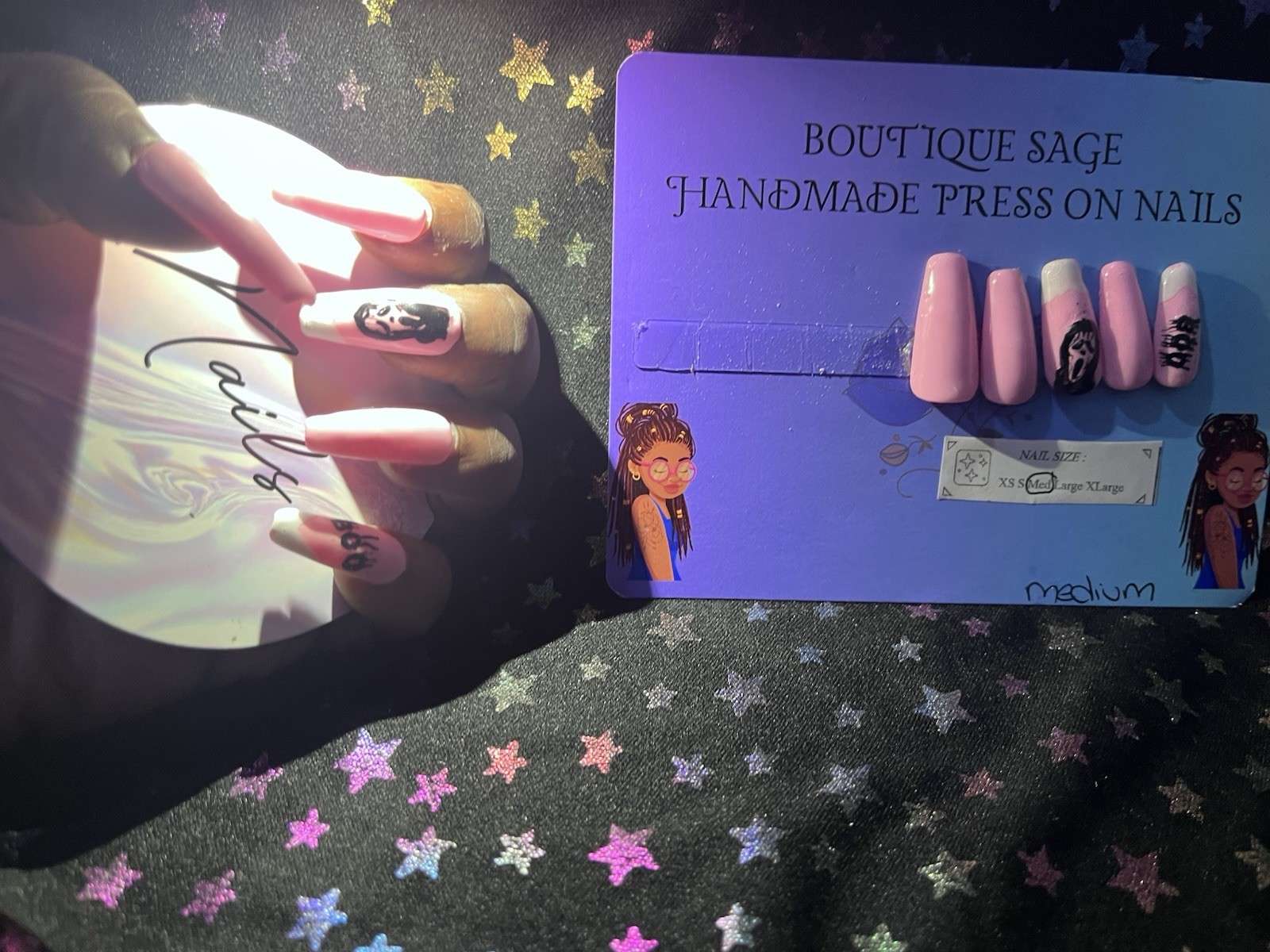 Boutique Sage Handmade Press On Nails Scream Theme Short Square