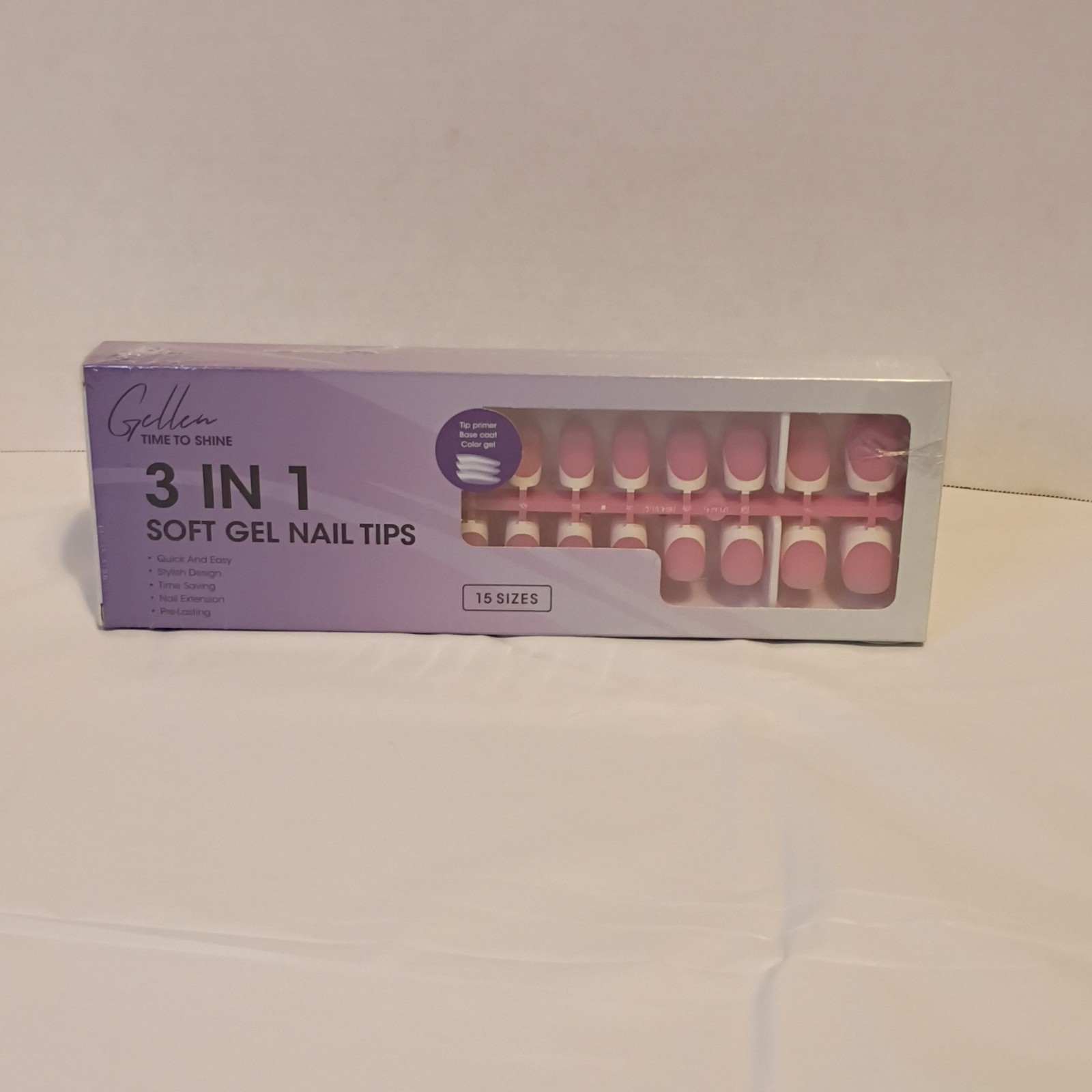 Gellen Soft Gel Nail Tips Pink White Quick Easy Stylish 15 Sizes Nail Extension