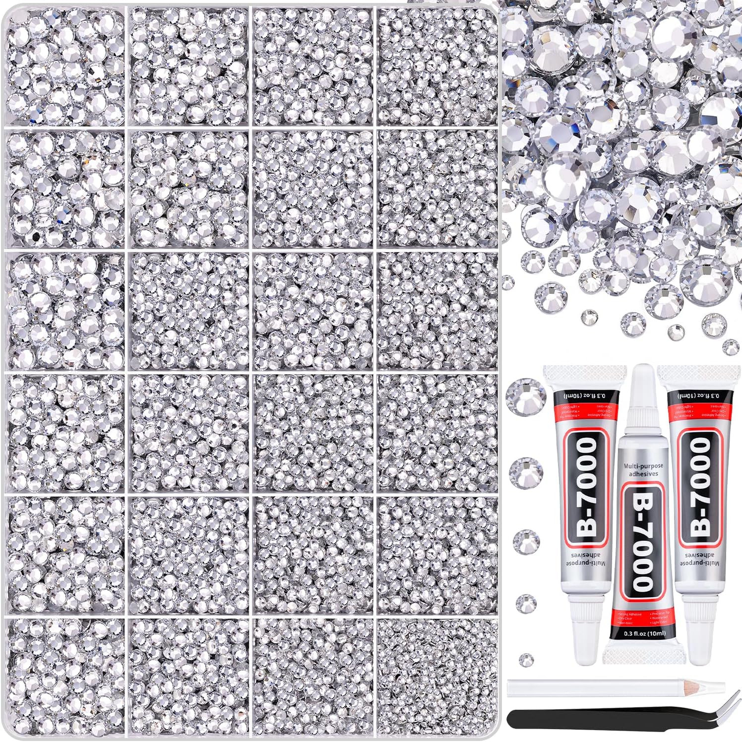30000Pcs Clear Rhinestones for Bedazzling with B7000 Jewelry Glue, Bedazzler …