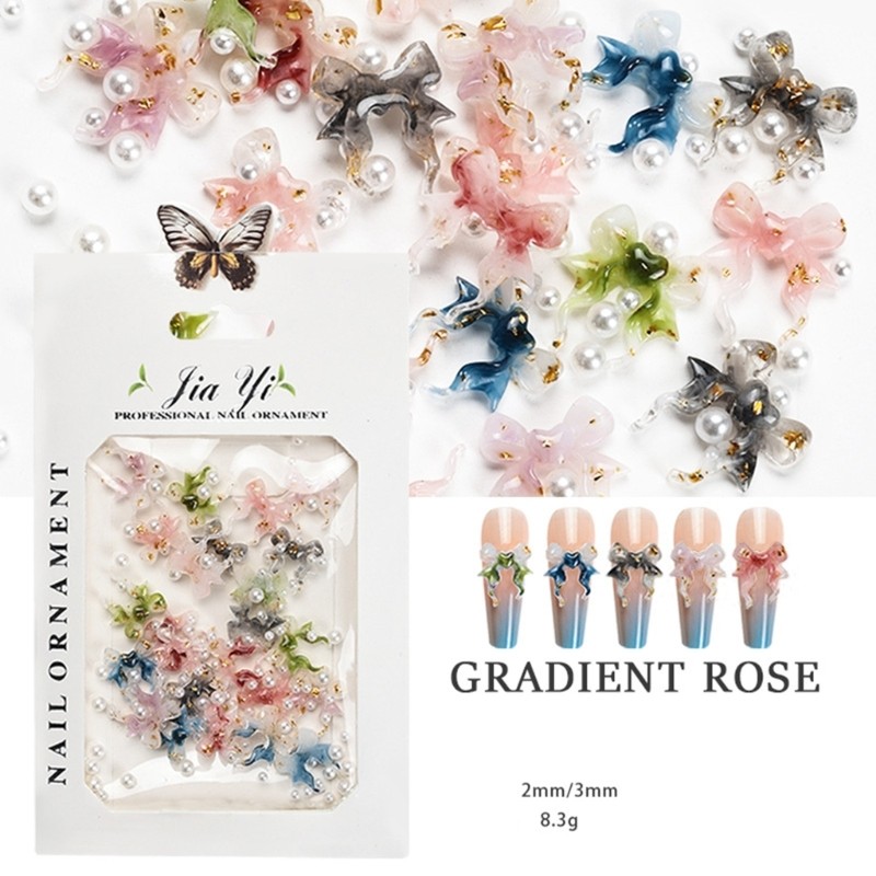 3D Flower Nails Art Charms Rose Flower Nail Charm Nails Decorations for Women