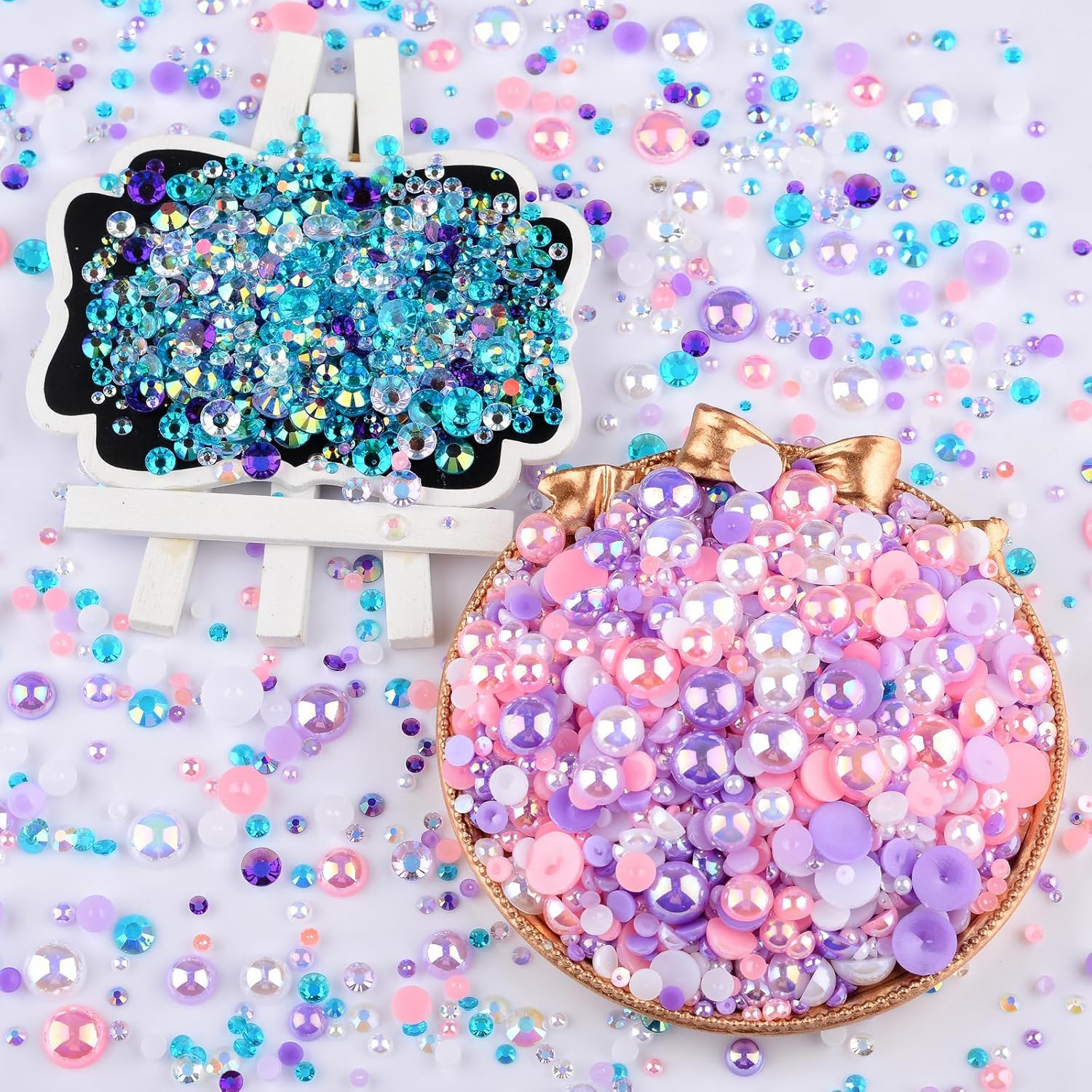 3900+ Pcs Rhinestones and Pearls Kit, 2-10Mm Flatback Gems for Nail Art, Tumbler