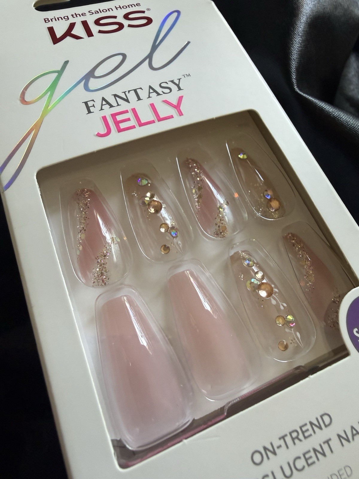 Kiss Press On Nails, Salon Quality Pink Gel Fantasy Jelly~Includes Free Gifts💝