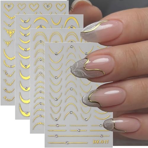 4 Sheets French Tip Nail Stickers 3D Self-Adhesive French Tip Nail Stickers-5